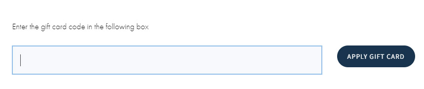 Screenshot showing where to enter the E-Gift Card code on the Basket page